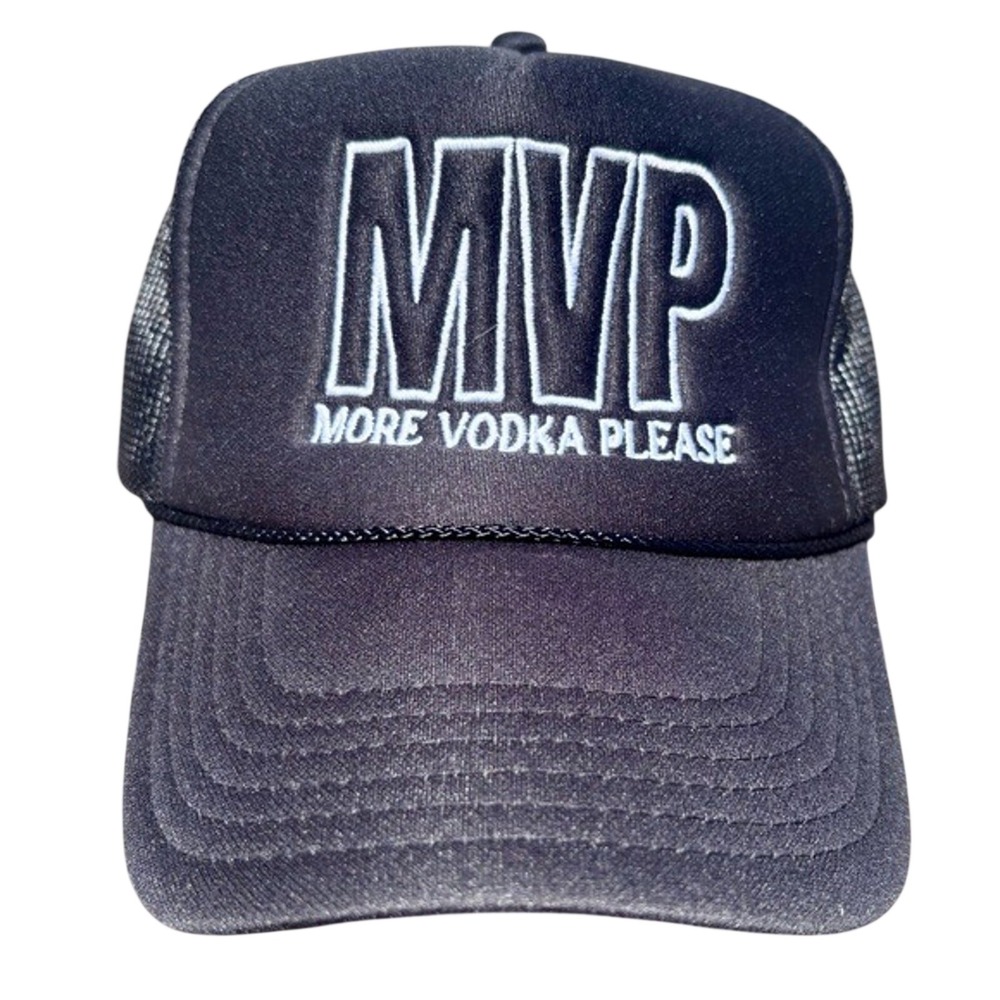 Trucker Hat Mens OS Black MVP More Vodka Please EXCELLENT CONDITION